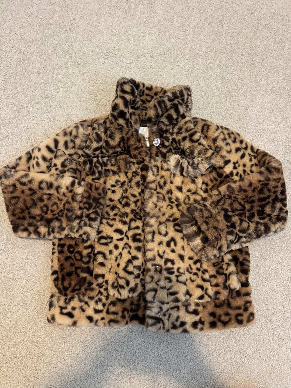 Kids Faux Fur Leopard Print Jacket